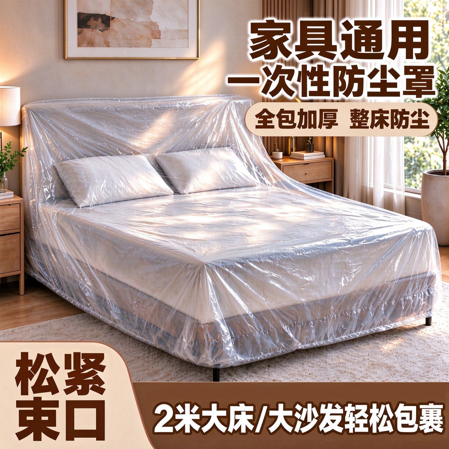 抖音同款一次性防尘床罩遮灰尘全盖式松紧束口大沙发家具保护膜