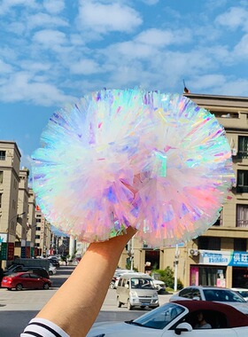 手柄款手拿花球啦啦队手花舞蹈演出比赛专用小学生拉拉队彩球一对