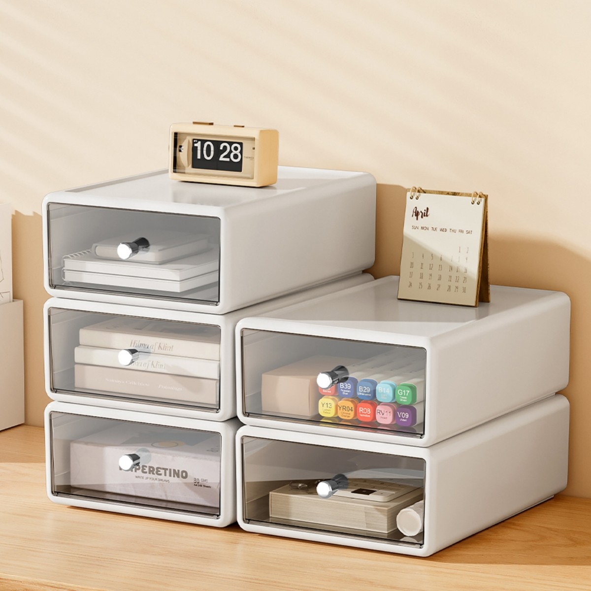桌面收纳盒透明书桌文具杂物A4文件置物架大容量抽屉式整理储物盒,收纳整理,文具收纳盒,淘宝优惠券,粉丝福利购,淘宝优惠卷
