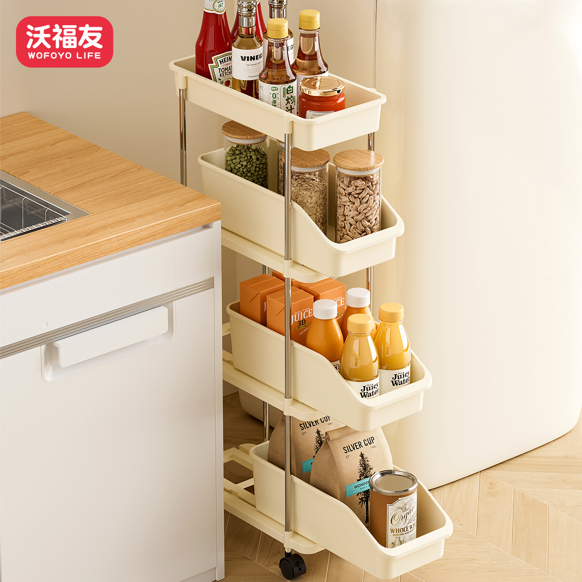 16CM极窄缝隙可抽拉小推车