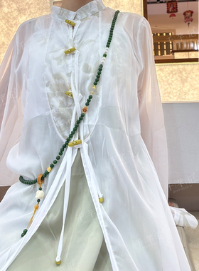 新中式古风汉服醒狮祖母绿斜跨链