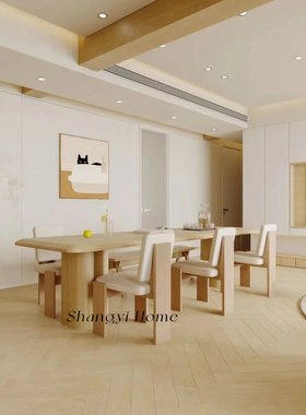 现代简约设计师实木餐椅中古民宿家用布艺羊羔绒酒店餐厅靠背单椅