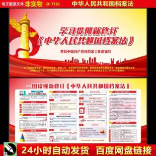 新修订中华人民共和国档案法知识亮点宣传海报国际档案日CDR素材