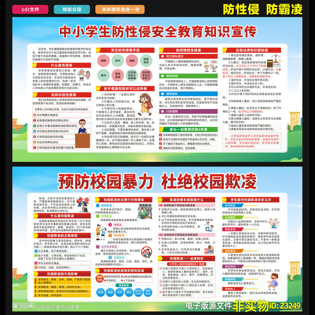 中小学生防性侵安全教育知识宣传栏展板预防校园暴力欺凌看板素材