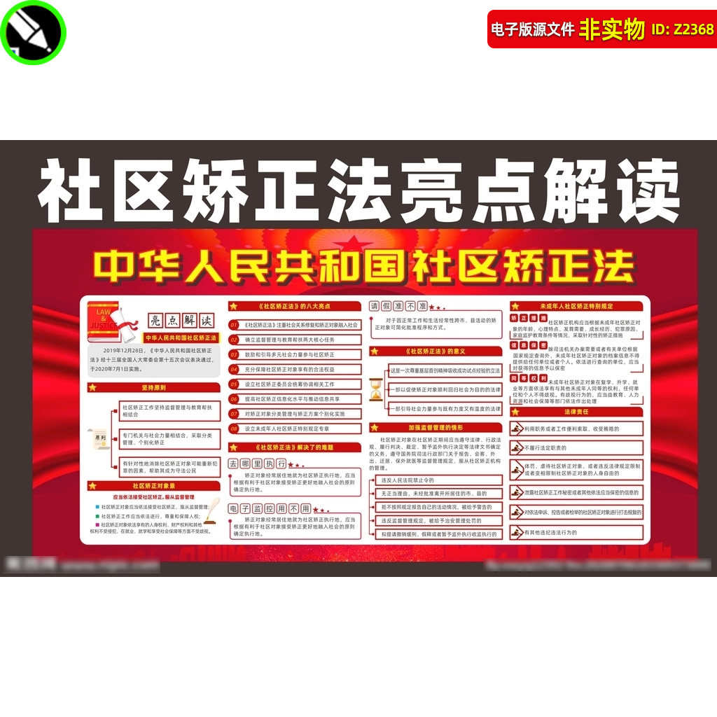 社区矫正法展板宣传栏社区矫正法亮点解读社区矫正法看板橱窗素材