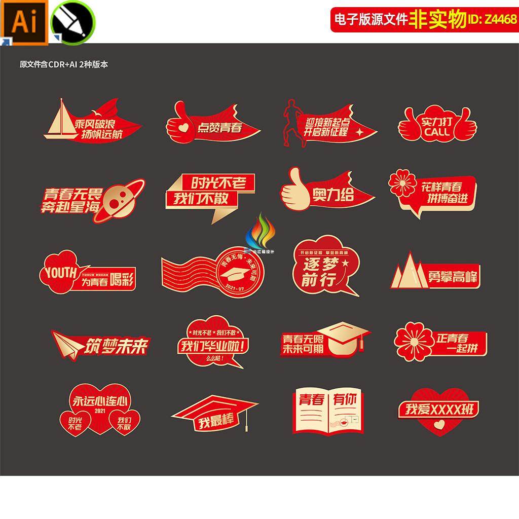 红金毕业季手举牌高中大学青春毕业拍照道具异形KT板手拿相框素材