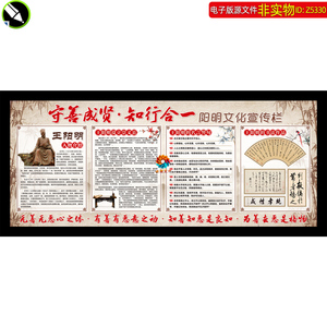 王阳明文化宣传栏知行合一展板王守仁人物科普橱窗看板文化墙素材