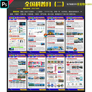 全国科普月展板挂图科学科普知识宣传栏海报科技强国宣传展架素材