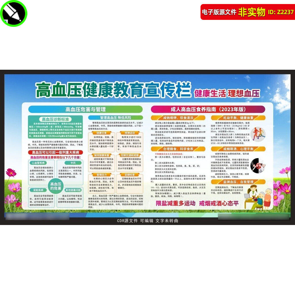 高血压健康教育宣传栏展板预防高血压知识科普慢性病治疗看板素材