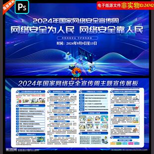 国家网络安全宣传周展板宣传栏防范个人信息泄露知识看板橱窗素材