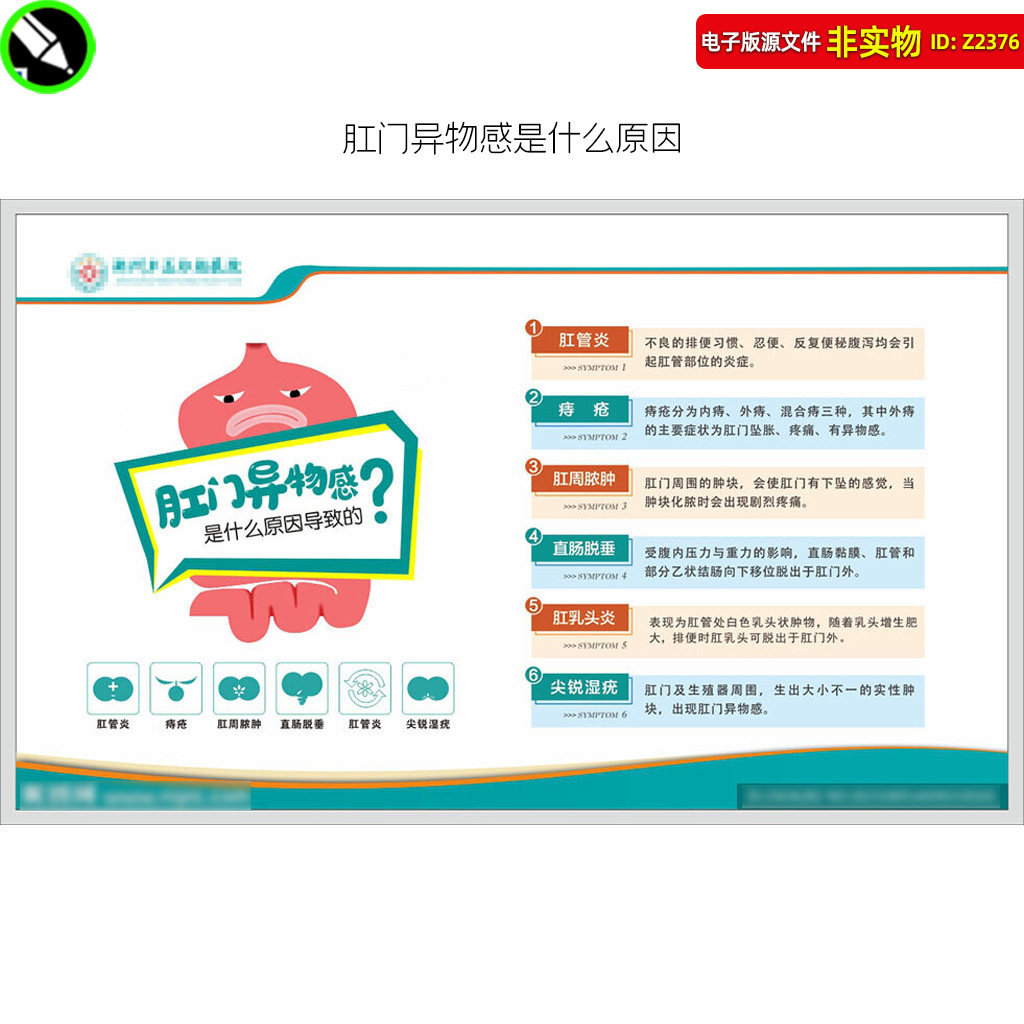 肛门异物感是什么原因展板宣传栏肛门肿物肛肠医院展板挂图素材