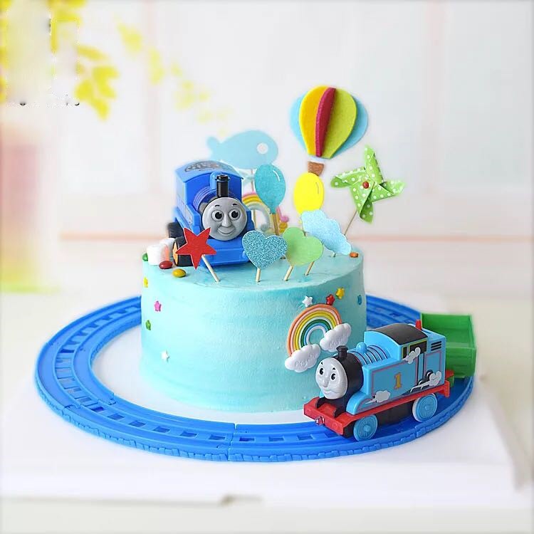 生日蛋糕装饰 火车头摆件轨道小火车6寸8寸10寸蛋糕装饰摆件