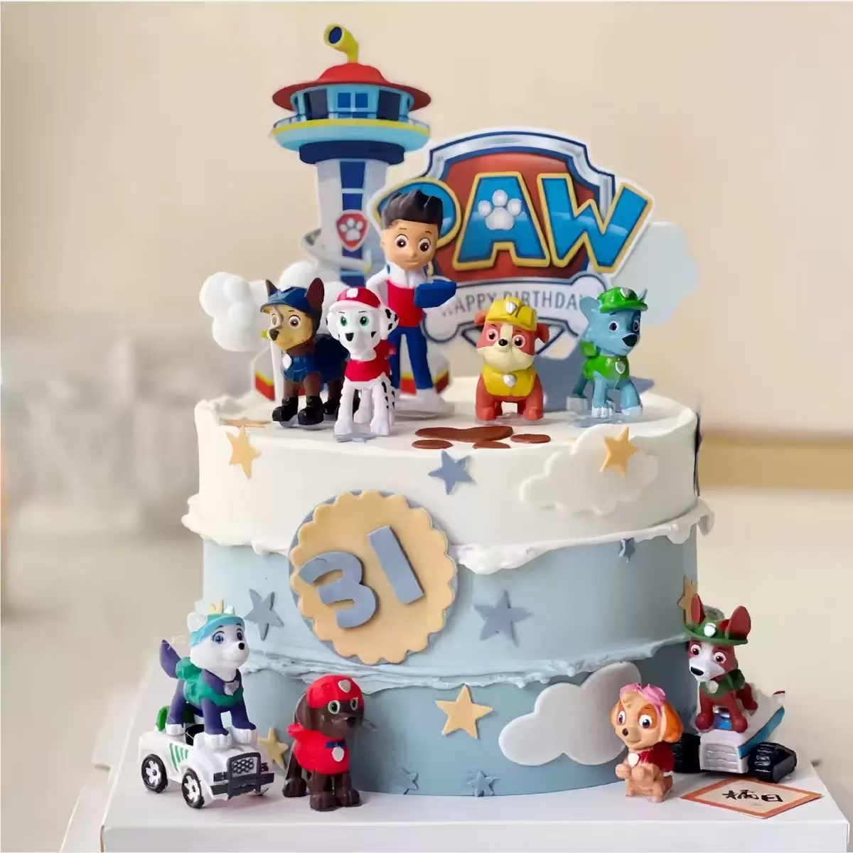 小狗汪汪队蛋糕装饰摆件网红卡通男孩超级飞侠生日蛋糕插牌插件