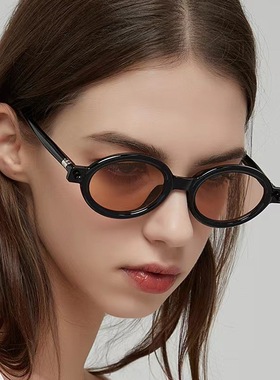 椭圆小框墨镜女欧美ins新款时尚网红同款复古太阳眼镜防蓝光眼镜