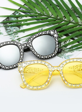 个性满天五角星果冻色太阳镜时尚炫彩海洋片墨镜可爱俏皮太阳眼镜