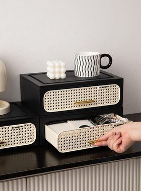 中古风入户玄关布置摆件高级感家居客厅桌面抽屉式收纳盒装饰用品
