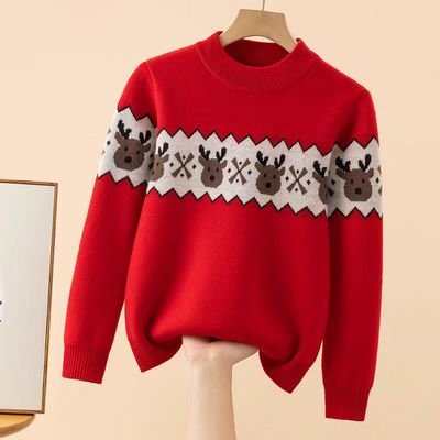 新款圣诞卡通羊毛衫中大童打底衫