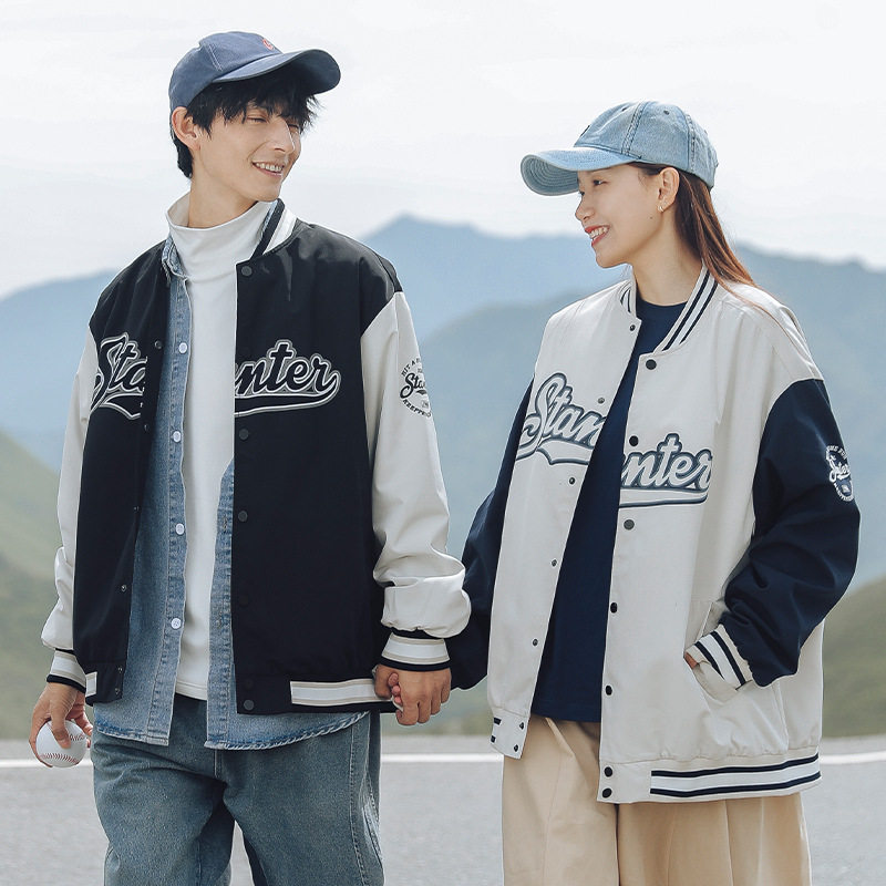 外景旅拍2021秋冬新款撞色情侣潮牌美式棒球服外套H3602,男装夹克,电商A362