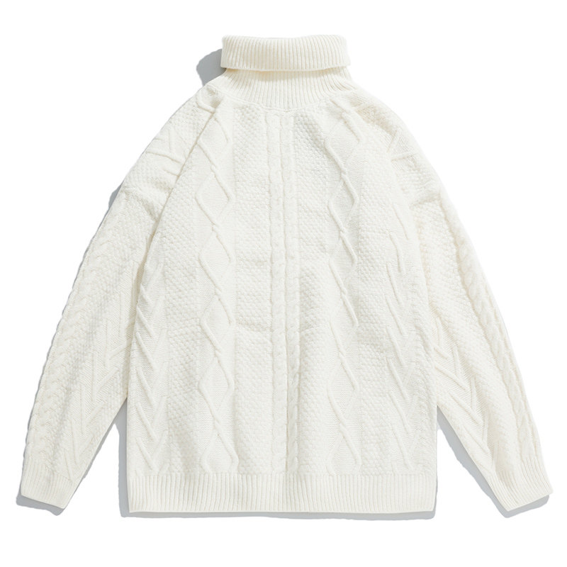 日系平铺2021秋冬新款宽松提花设计高领针织毛衣H4038-P60控98，男装针织衫/毛衣，电商A362