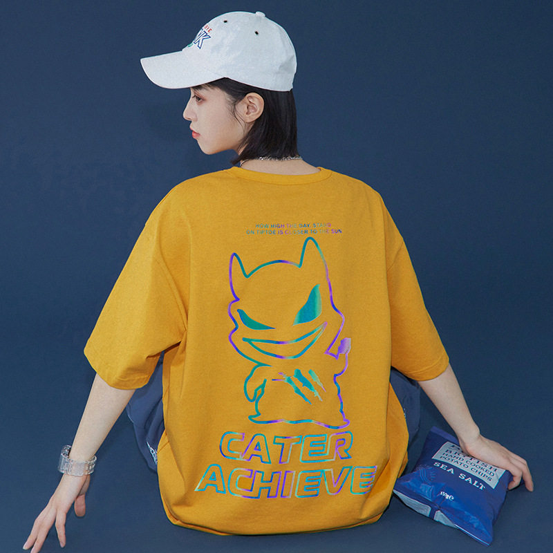 中性2021春夏新款短袖体恤潮ins笑脸印花情侣T恤女H1026,女装T恤,电商A362