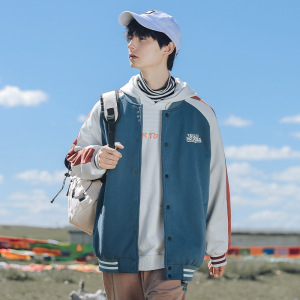 外景旅拍2021秋冬新款潮牌撞色情侣刺绣棒球服外套H3605图片