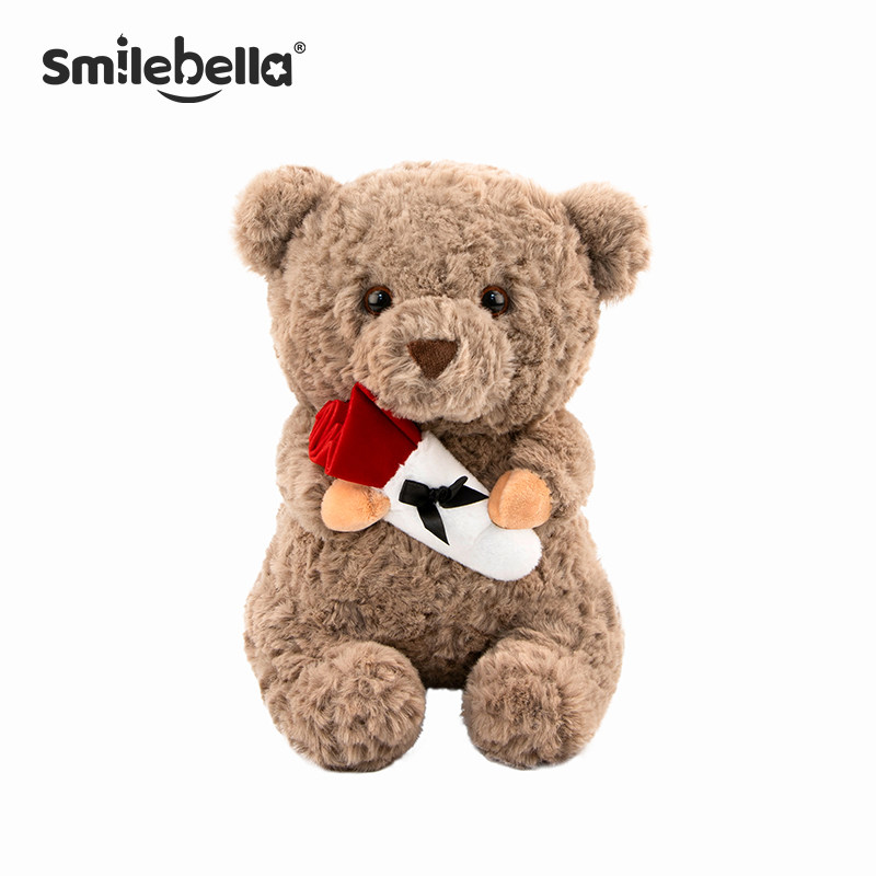 SmileBa可爱手捧玫瑰花熊