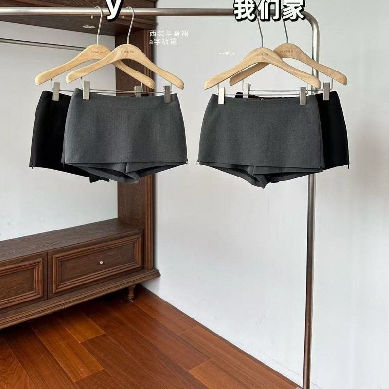 灰色西装半身裙夏季新款设计感多穿美式复古a字低腰百搭裤裙短裙