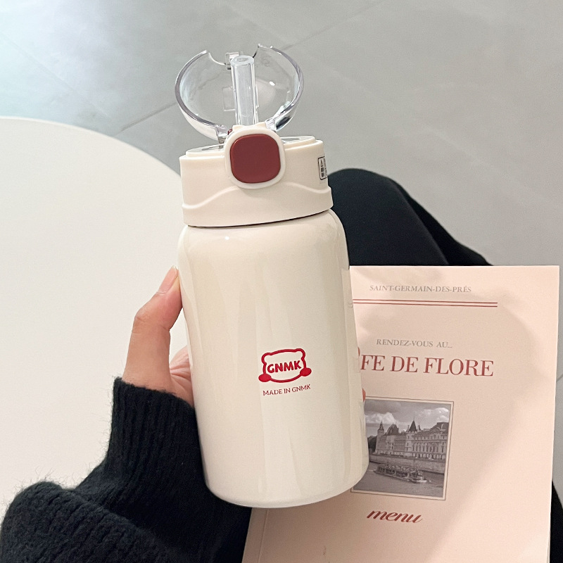 简约保温杯女生吸管杯子ins