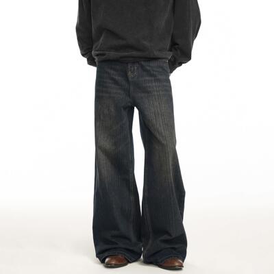 THUMPUP小众高级感拖地牛仔裤男美式覆古vintage直筒宽松阔腿裤子