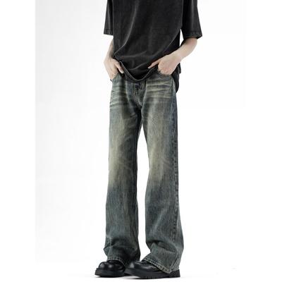 小柯xcok美式高街微喇牛仔裤男生夏季修身潮牌裤子复古水洗直筒裤