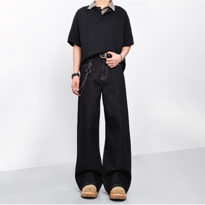 莫狂少年原创百搭脱浆原牛赛络纺2021M版型原色直筒牛仔裤CK922