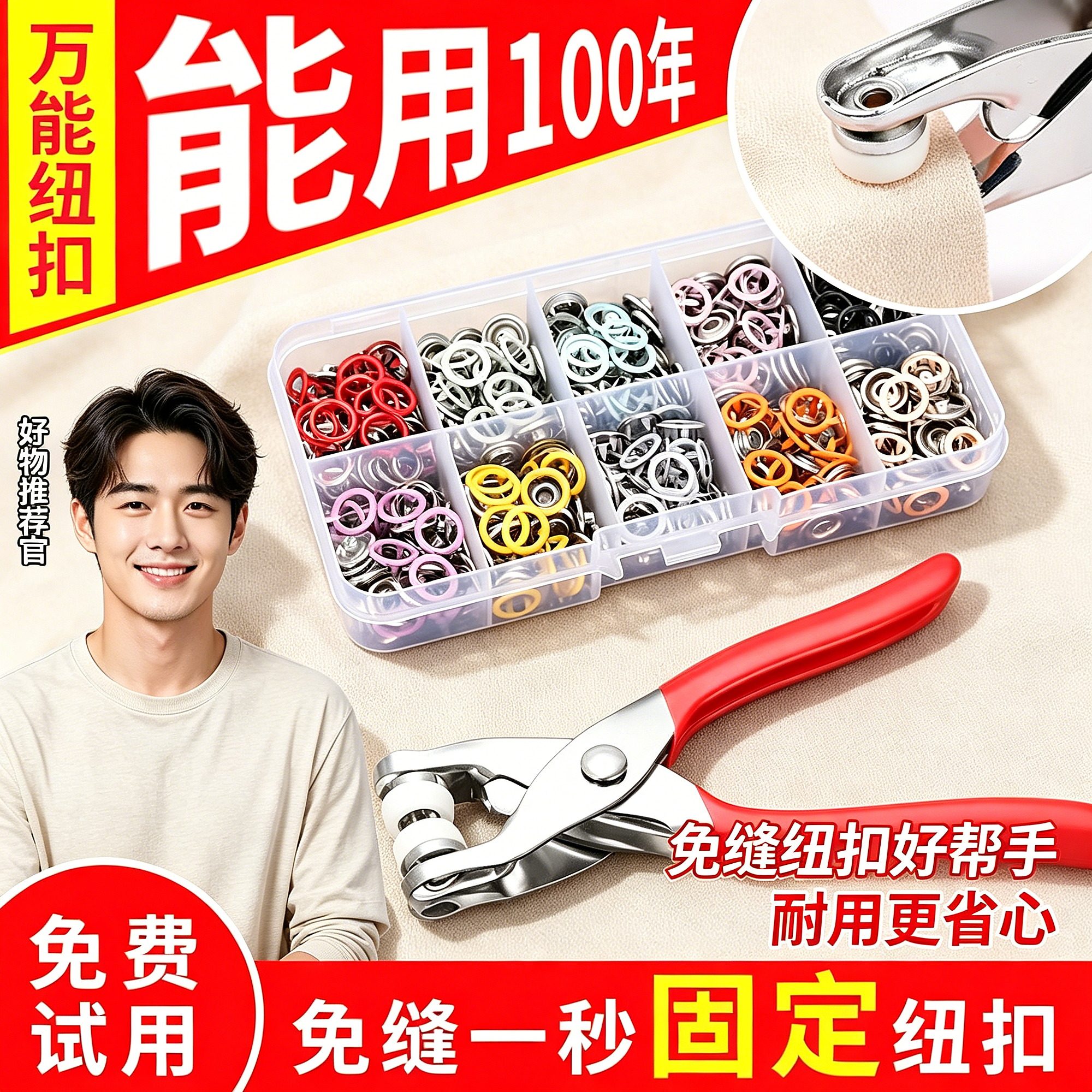 衬衫男五爪扣子母扣暗扣按扣免
