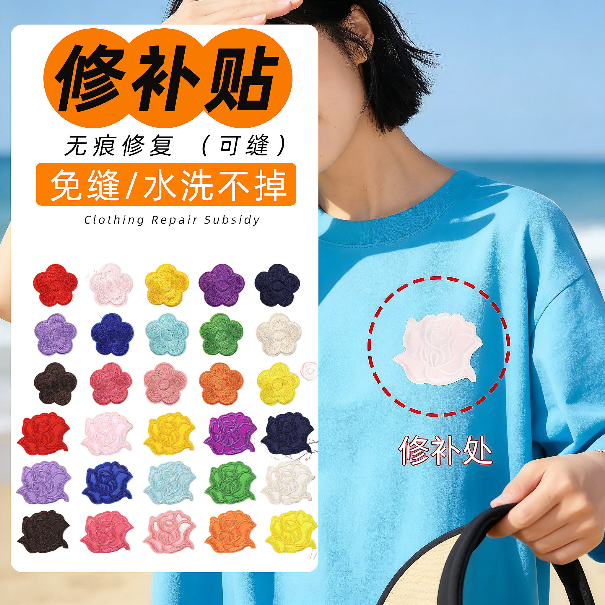 产妇队服纯棉T恤修补贴破洞补丁