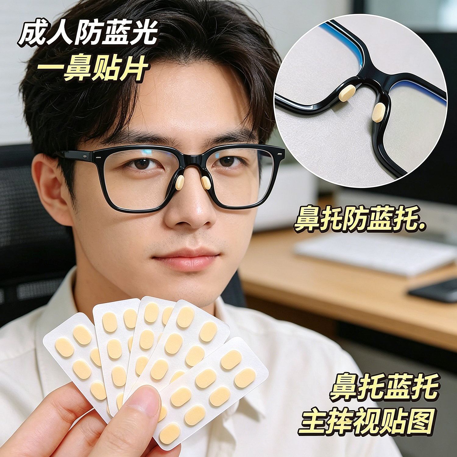 无痕休闲办公镜防蓝光镜眼镜鼻