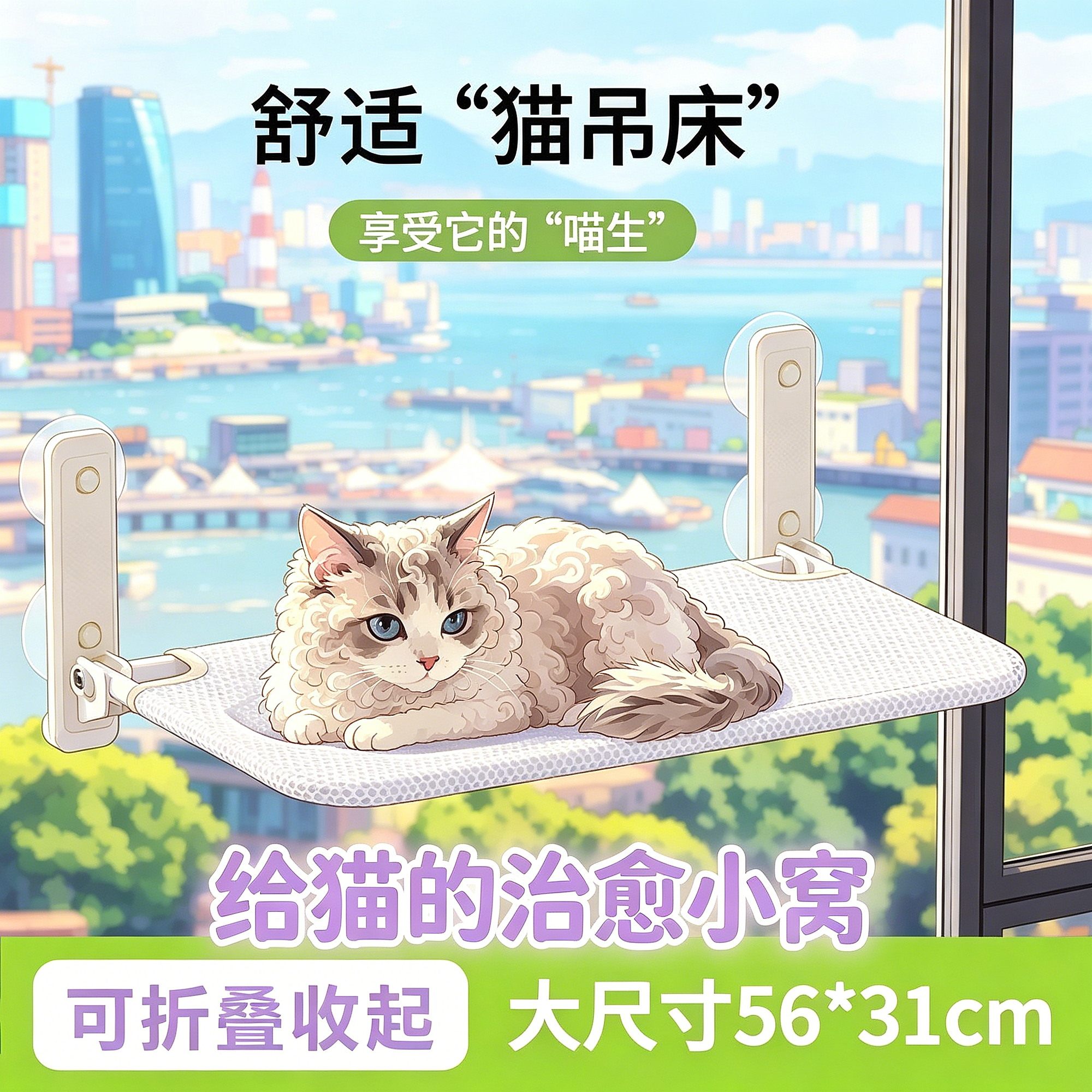 宠物猫吊床窗户吸盘悬挂式猫床