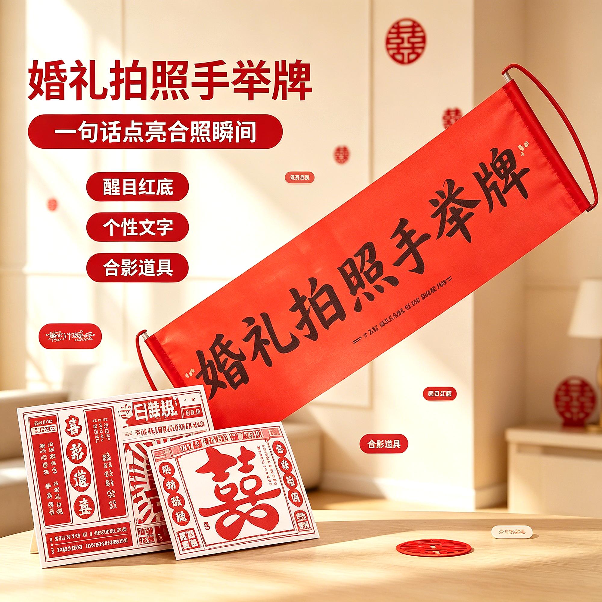 氛围订婚拍照道具手持高级全套