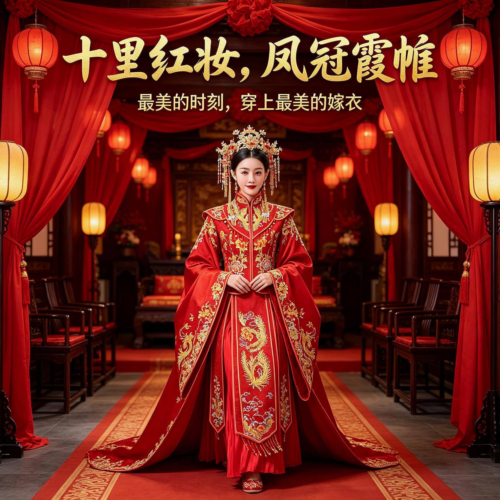 红色礼纪头巾结婚红盖头新娘喜