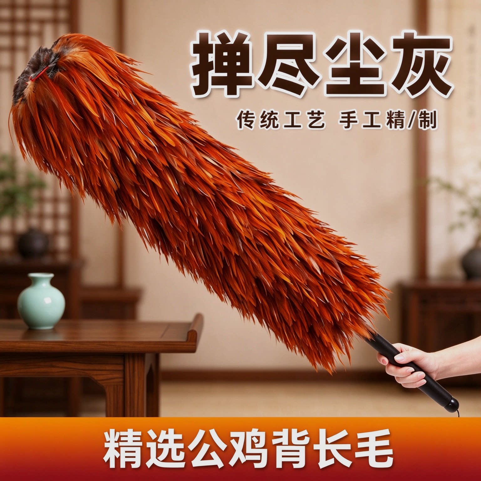 窗台掸插瓶鸡毛掸子除尘扫灰家