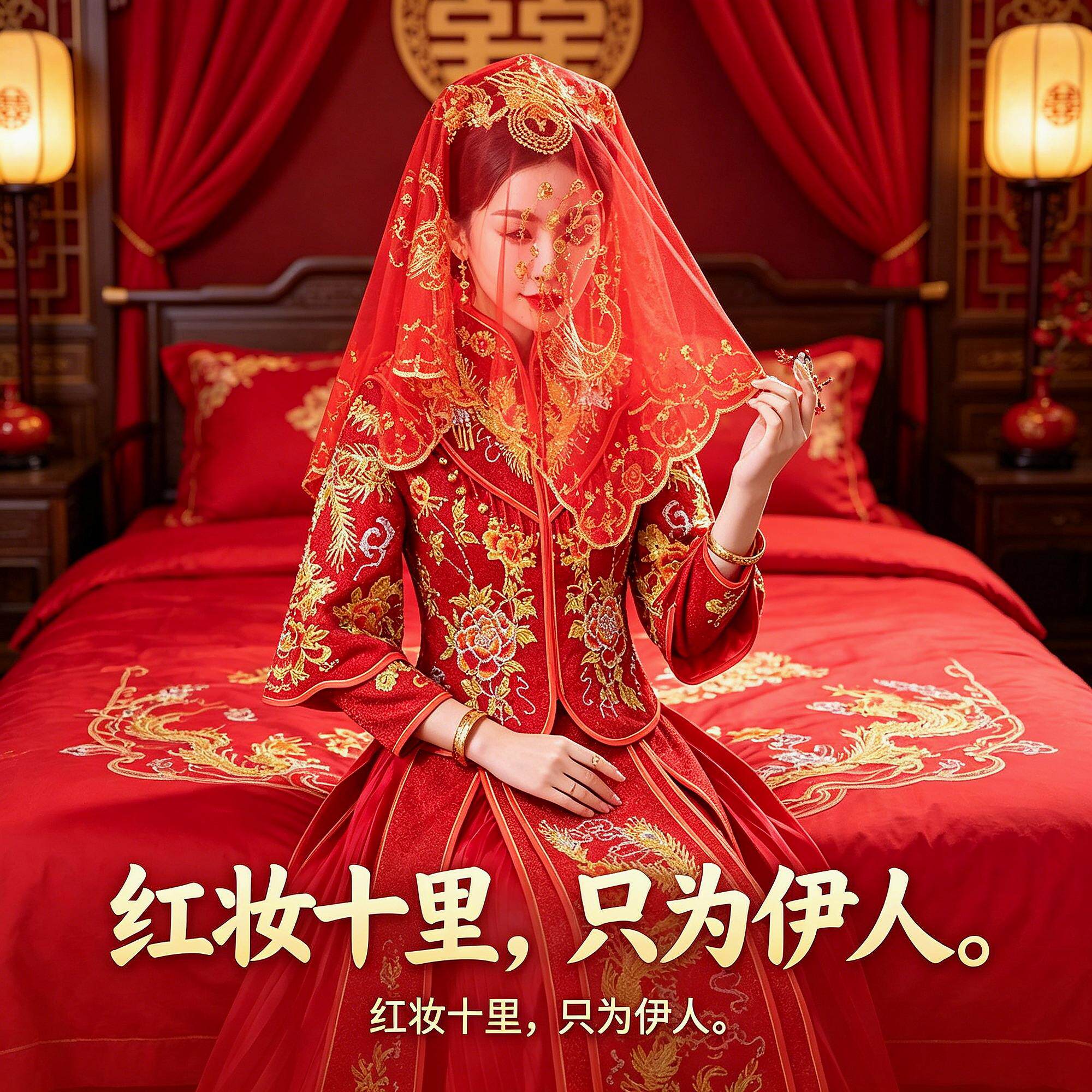 头纱嫁妆结婚红盖头新娘喜帕秀禾