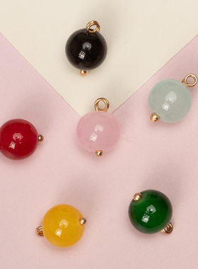 雪纺新国风圆形玻璃民风球形中国风新中式仿玉石古风纽扣琉璃扣子