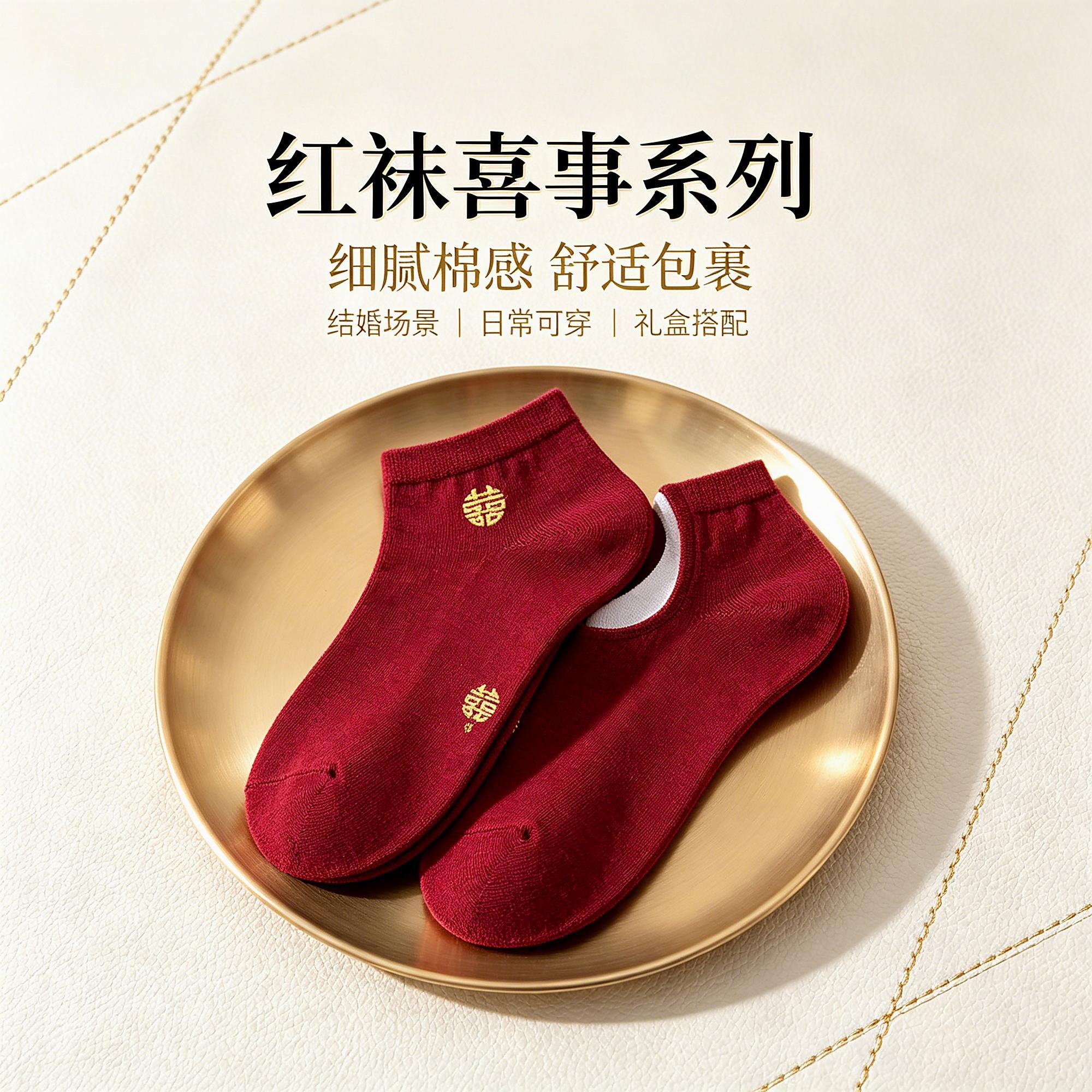 红袜子结婚情侣本命年男女薄款