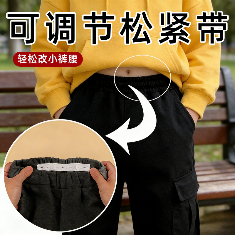 蓝色短裤裤腰改小扣纯棉儿童裤子