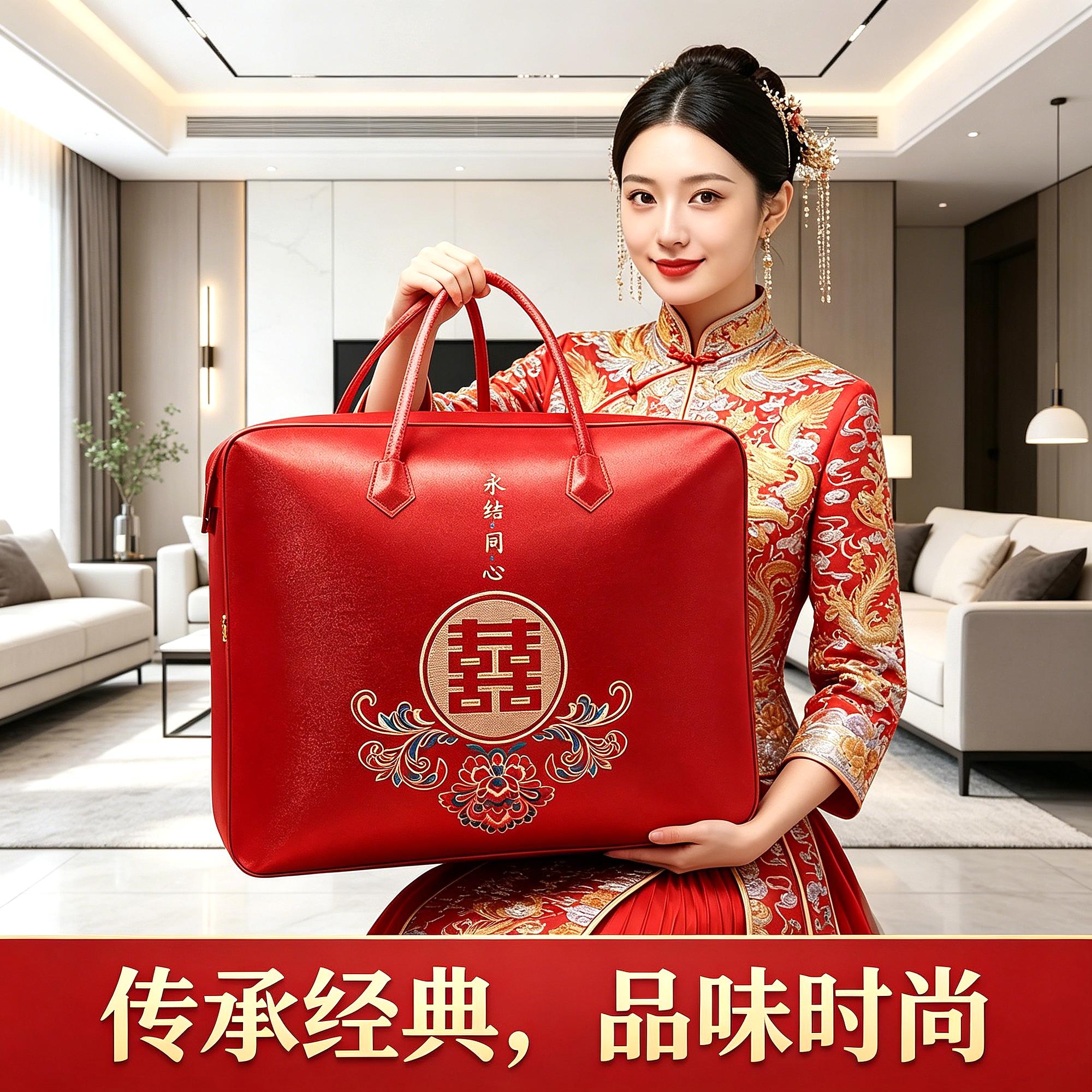 结婚陪嫁被子收纳袋四件套喜被