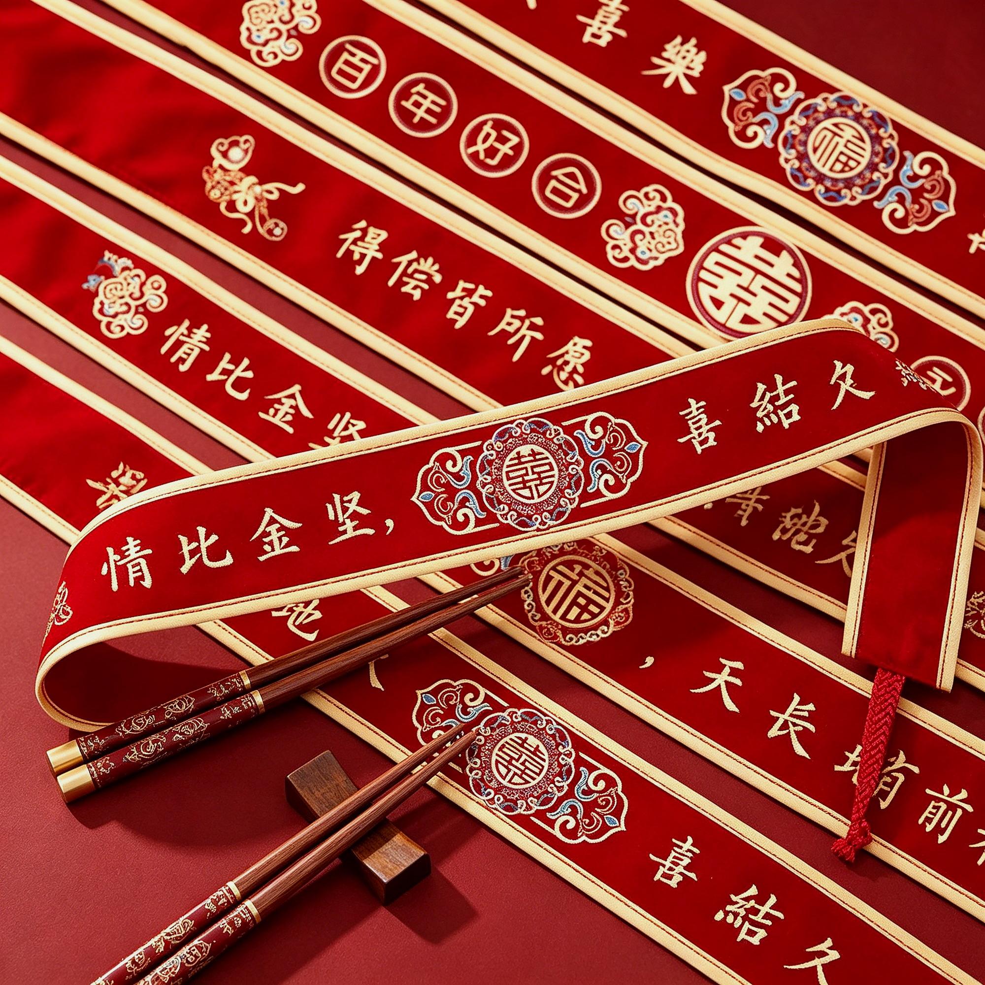 印字结婚腰缠万贯腰带新郎新娘