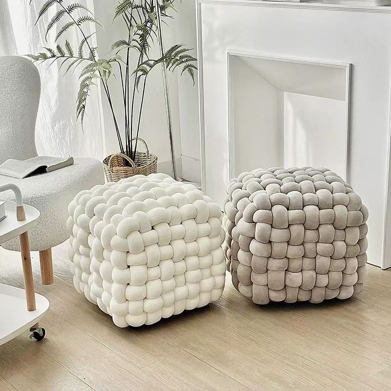 奶油风实木沙发脚托换鞋凳