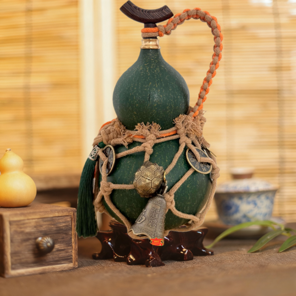 天然黑绿大漆酒葫芦酒壶水壶古风摆件装酒热水送朋友非遗网红老式
