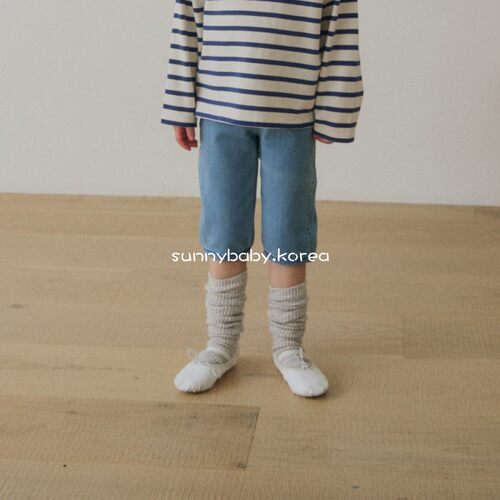 SOYE韩国进口童装代购26春女童中小童简约纯色松紧腰五分裤牛仔裤