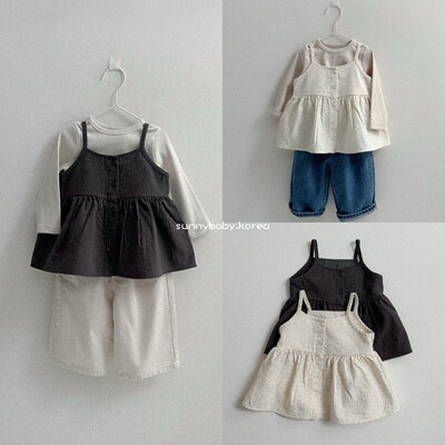 ATOMEME韩国进口童装代购26春中小童女童可爱波点外搭吊带娃娃衫