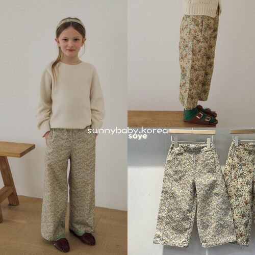 SOYE韩国进口童装代购26春女童中小童碎花百搭拼接直筒裤休闲裤