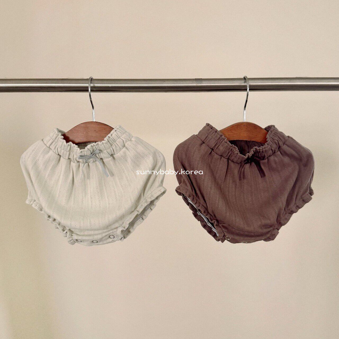 VALU BEBE韩国童装代购26夏男女婴小童薄甜美蝴蝶结纯色大PP短裤